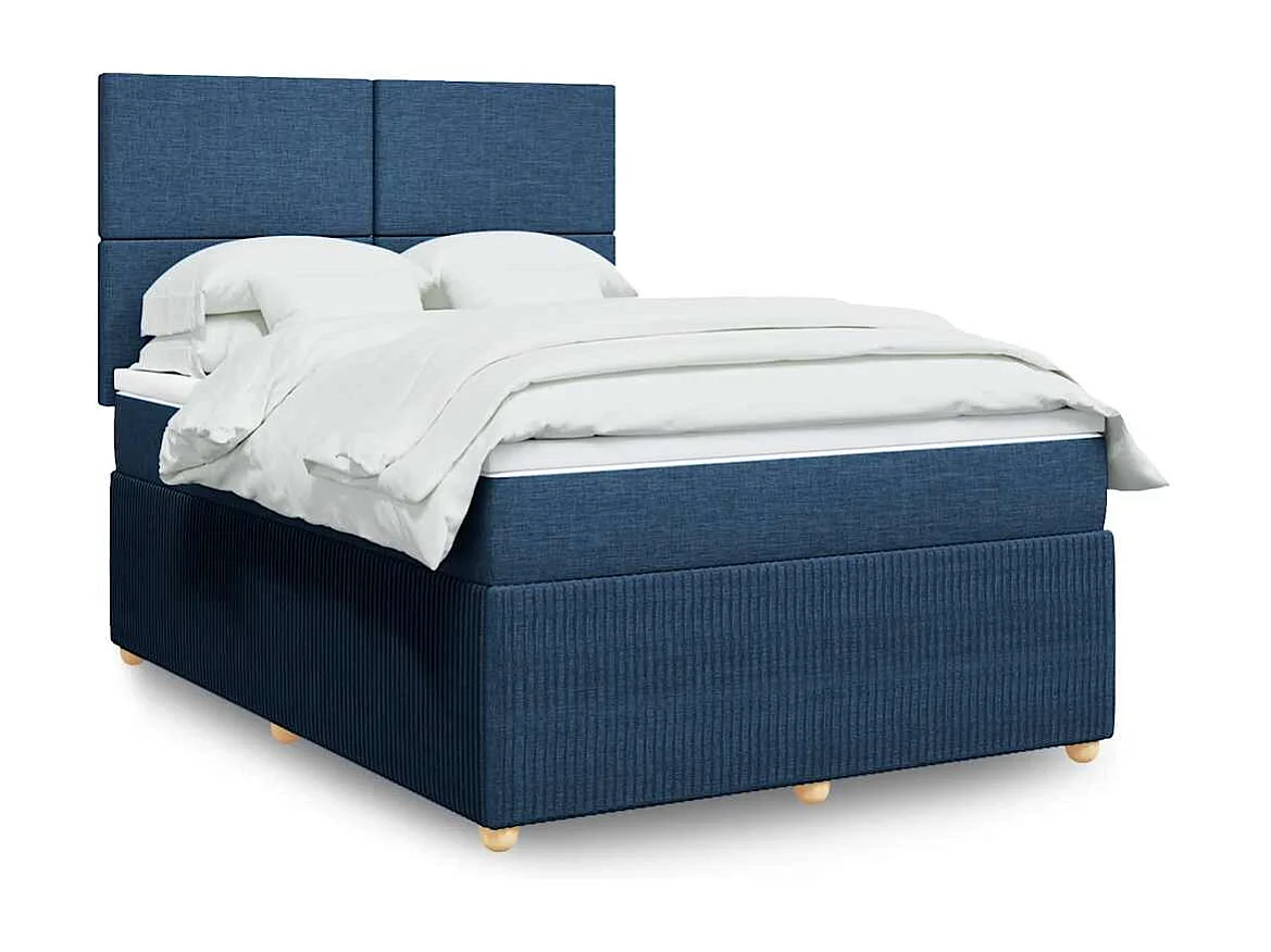 Sommier à lattes de lit avec matelas Bleu 160x200 cm Tissu