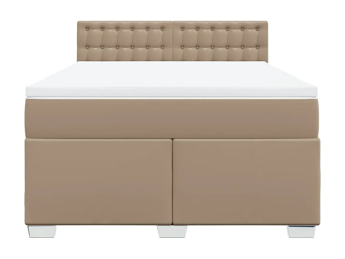 Cama box spring con colchón cuero sintético capuchino 140x190cm