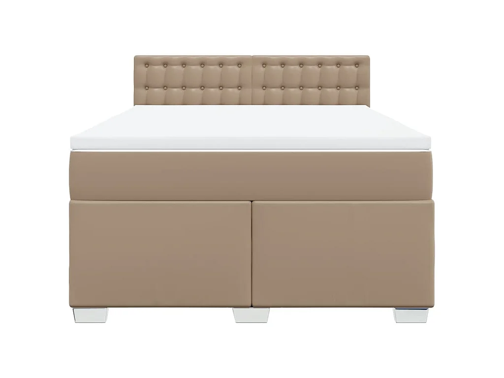 Cama box spring con colchón cuero sintético capuchino 140x190cm