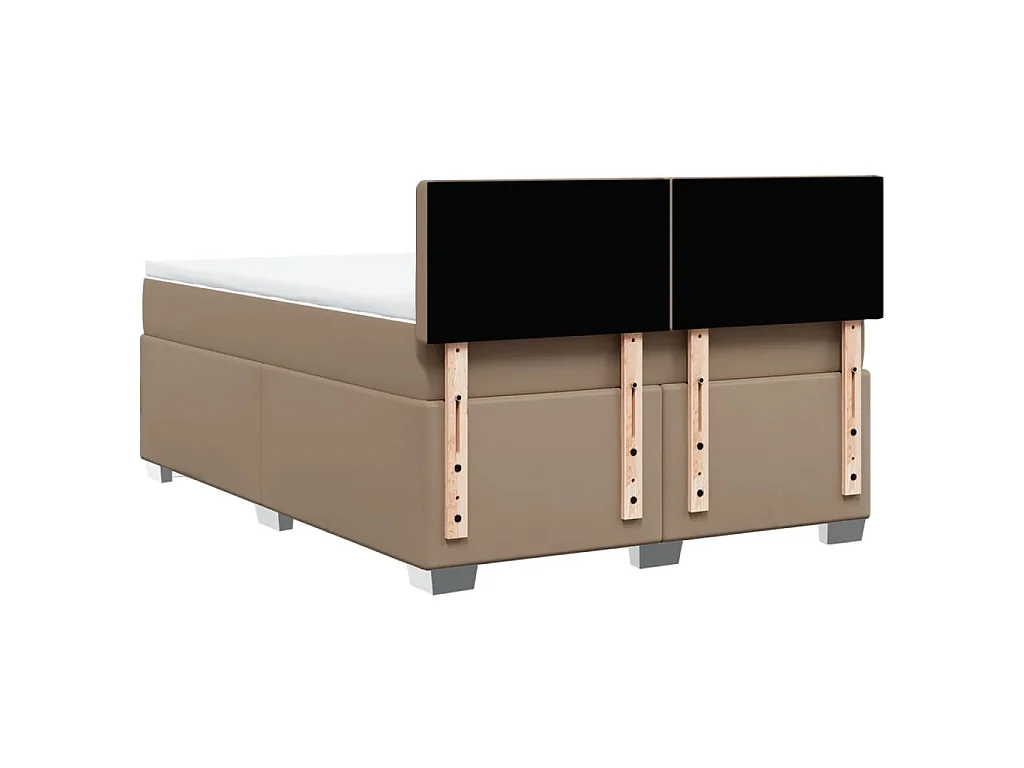 Cama box spring con colchón cuero sintético capuchino 140x190cm