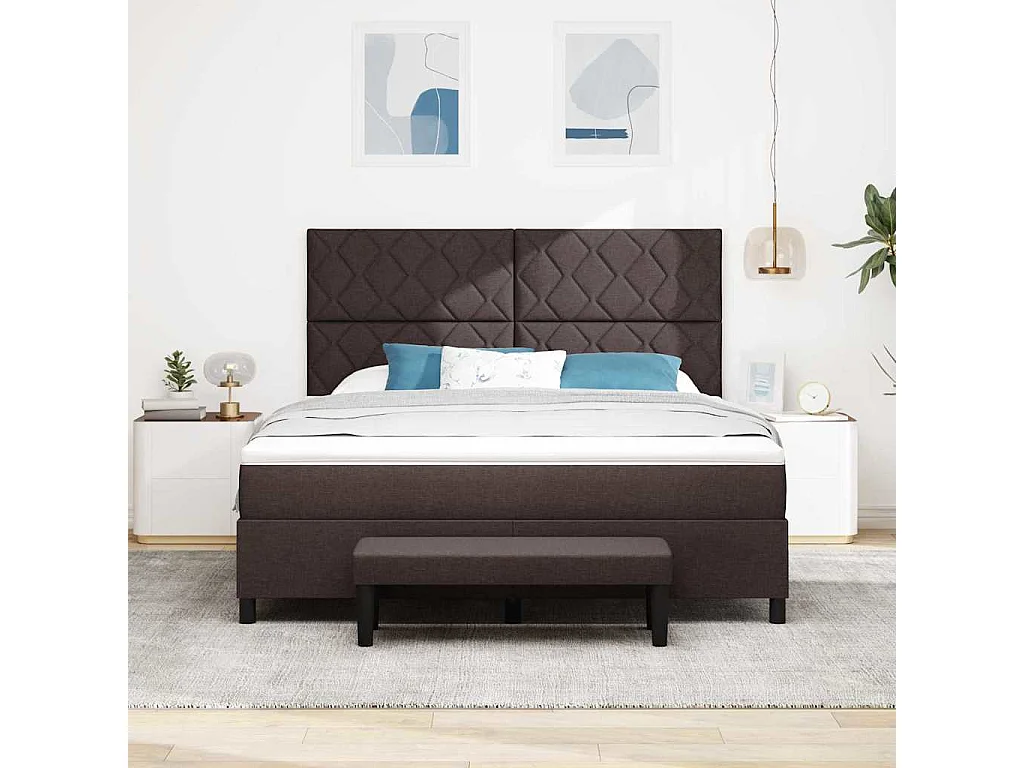 Boxspring bed met matras Donkerbruin 180 x 200 cm Stof