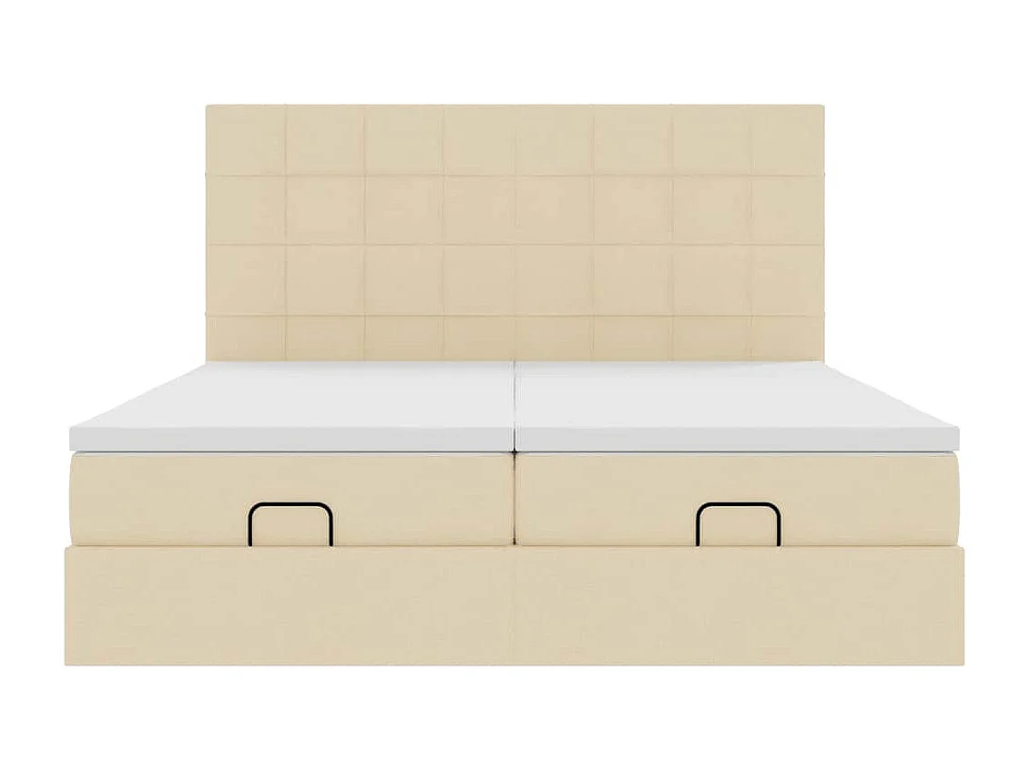 Cadre de lit ottoman avec matelas crème 160x200 cm tissu