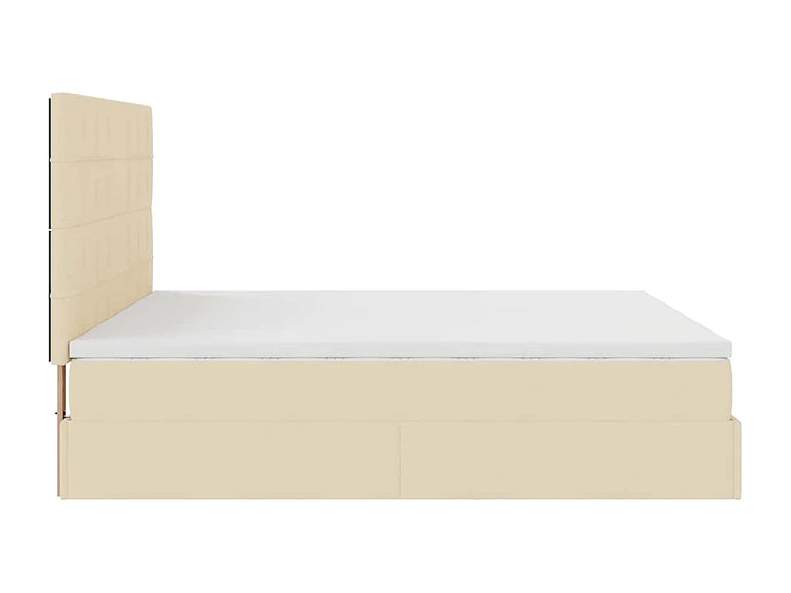 Ottoman-Bett mit Matratzen & LEDs Creme 160x200 cm Stoff