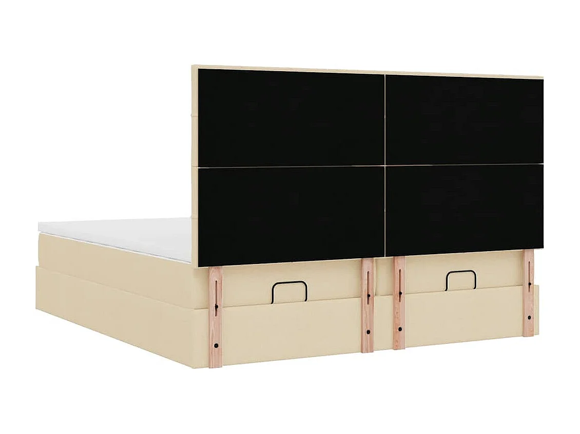 Ottoman-Bett mit Matratzen & LEDs Creme 160x200 cm Stoff