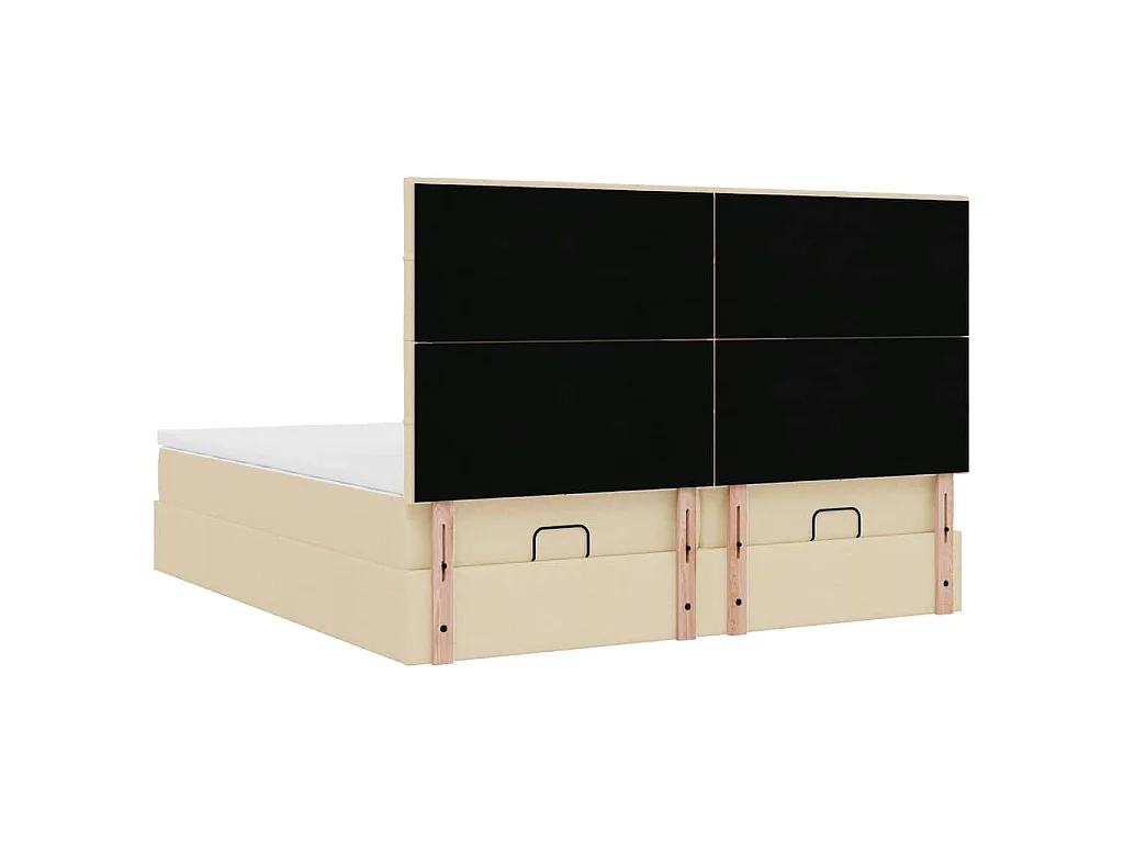 Cadre de lit ottoman avec matelas crème 160x200 cm tissu