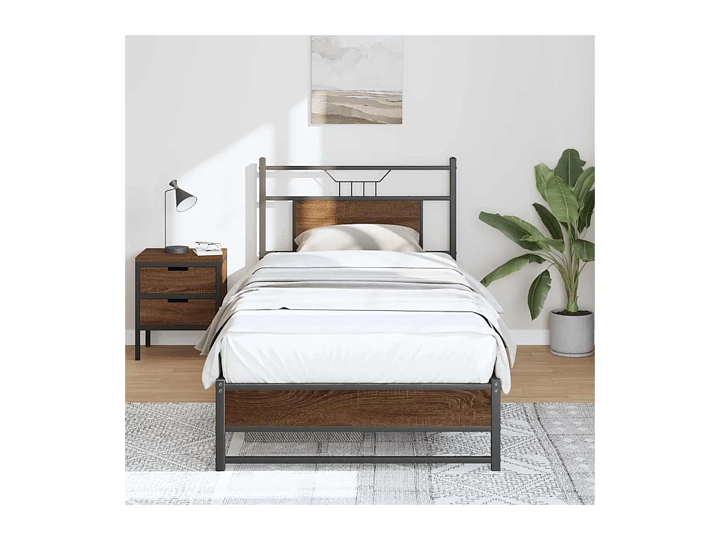 Cadre de lit sans matelas chêne marron 90x200cm bois ingénierie
