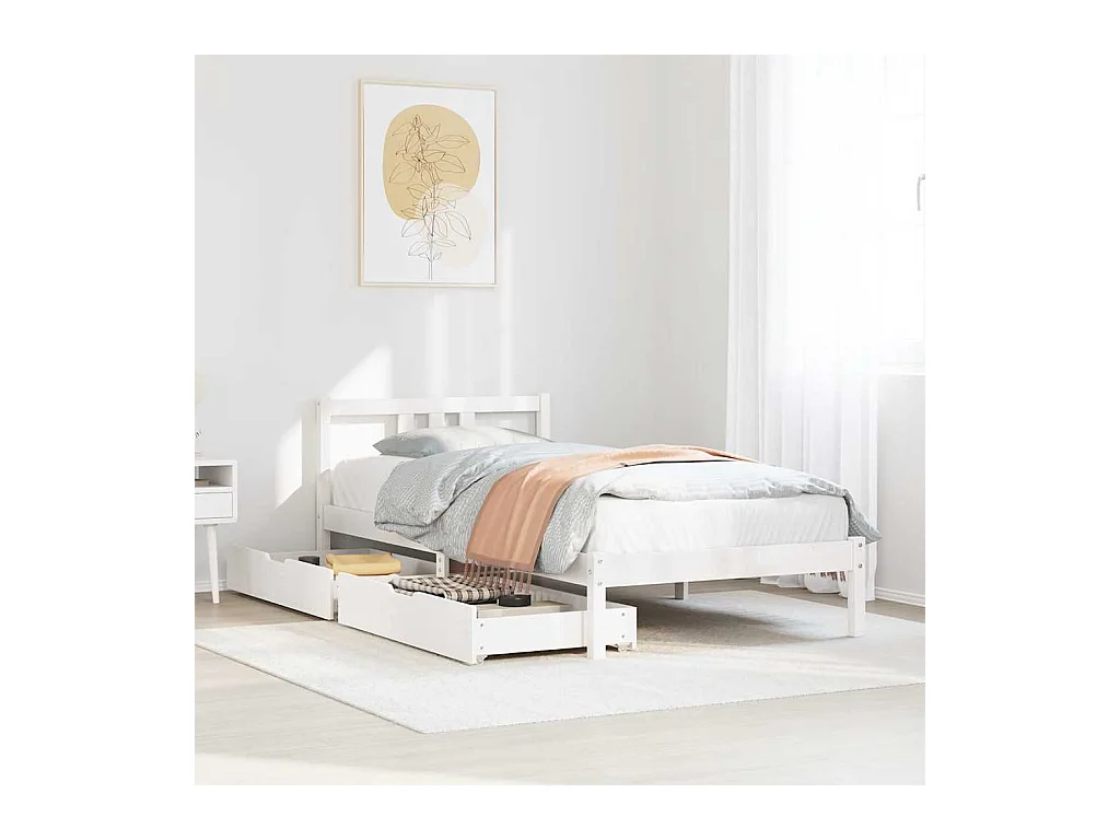 Cadre de lit sans matelas blanc 90x200 cm bois de pin massif