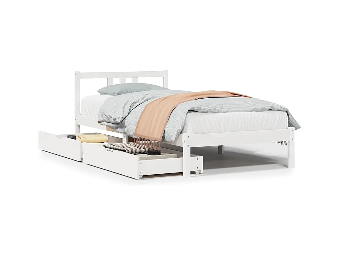 Cadre de lit sans matelas blanc 90x200 cm bois de pin massif