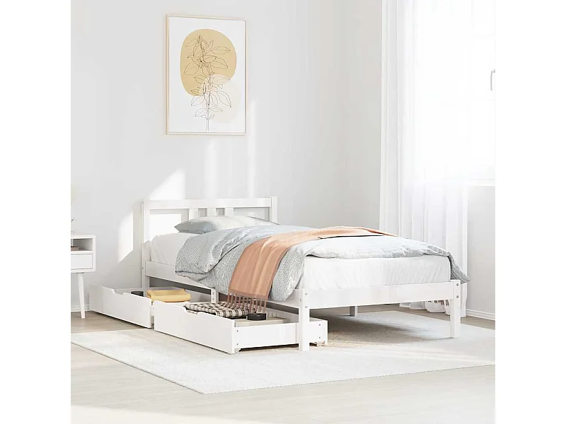 Bedframe zonder matras massief grenenhout wit 90x200 cm