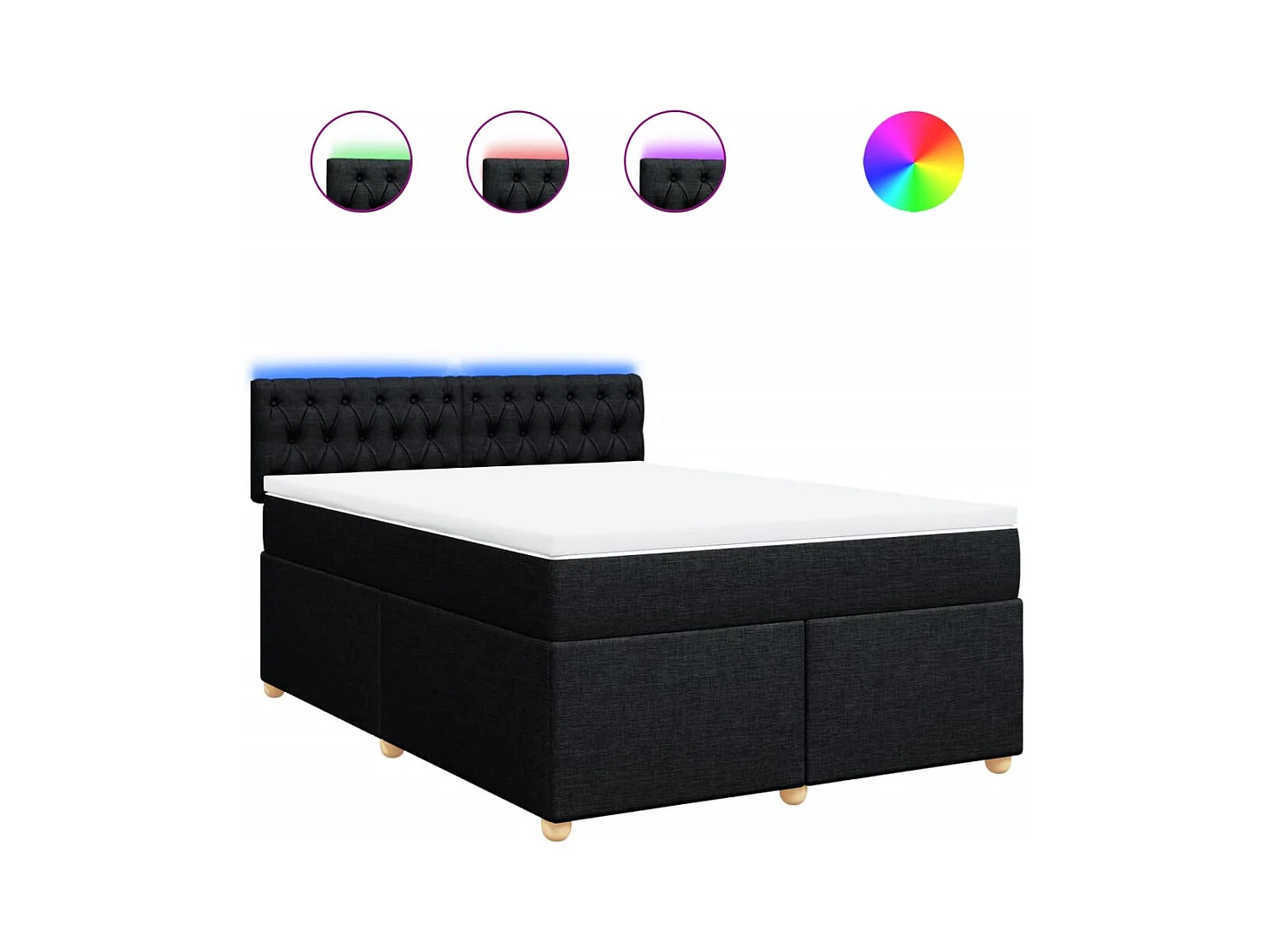 Sommier à lattes de lit avec matelas Noir 160x200 cm Tissu