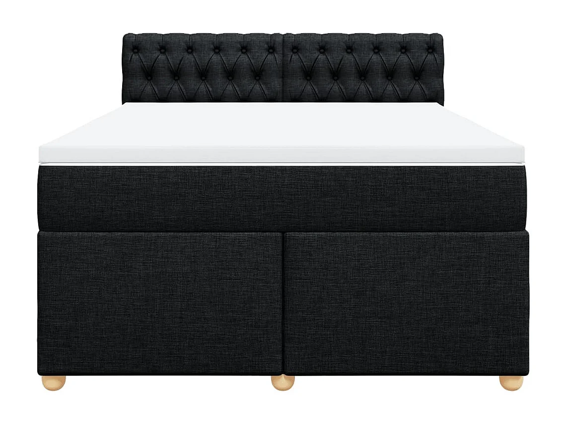 Sommier à lattes de lit avec matelas Noir 160x200 cm Tissu