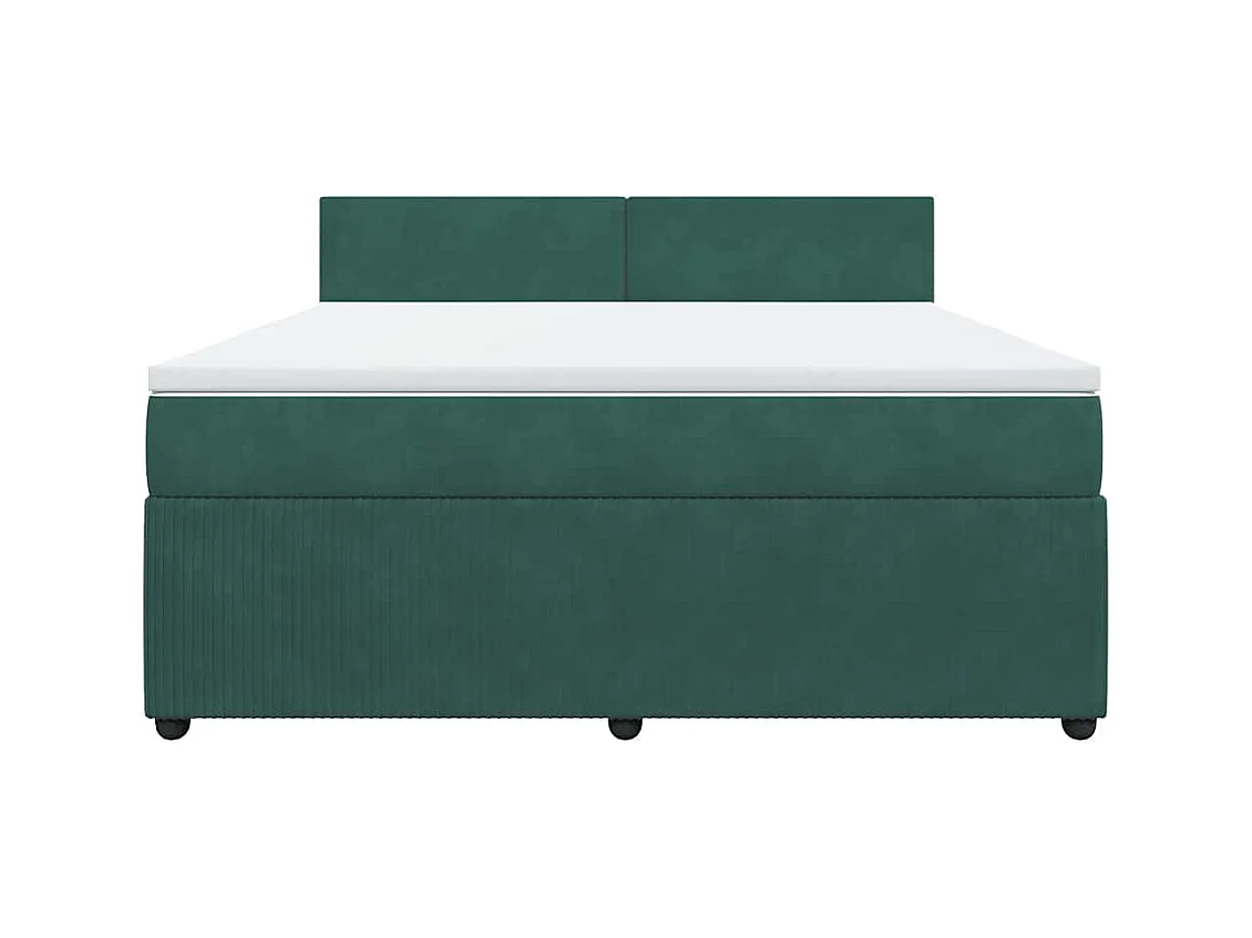 Boxspringbett mit Matratze Dunkelgrün 180x200 cm Samt