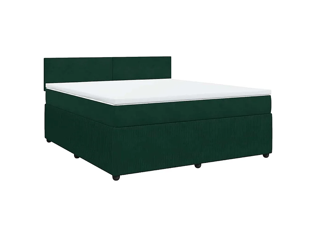 Boxspring met matras fluweel donkergroen 180x200 cm
