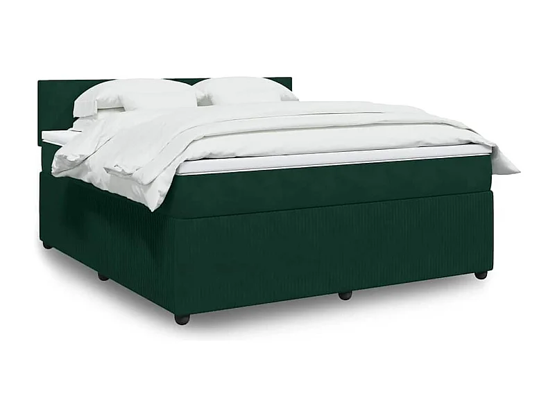 Cama box spring con colchón terciopelo verde oscuro 180x200 cm
