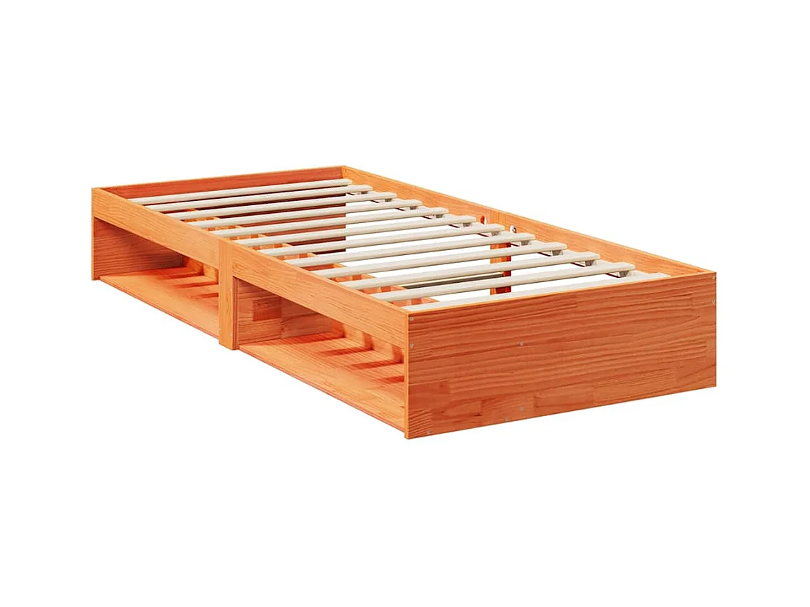 Diván con colchón marrón cera 100x200 cm madera maciza de pino