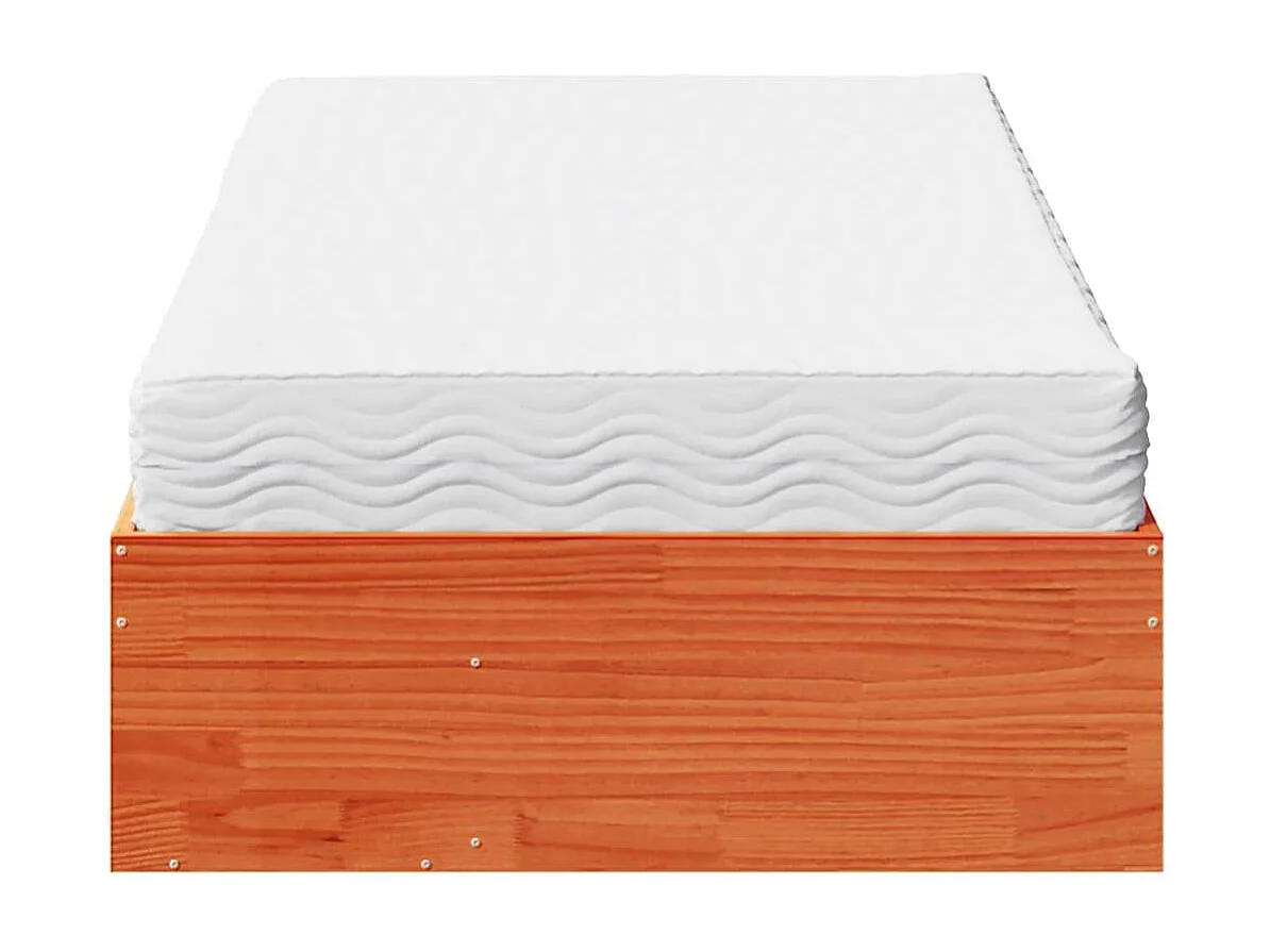 Diván con colchón marrón cera 100x200 cm madera maciza de pino