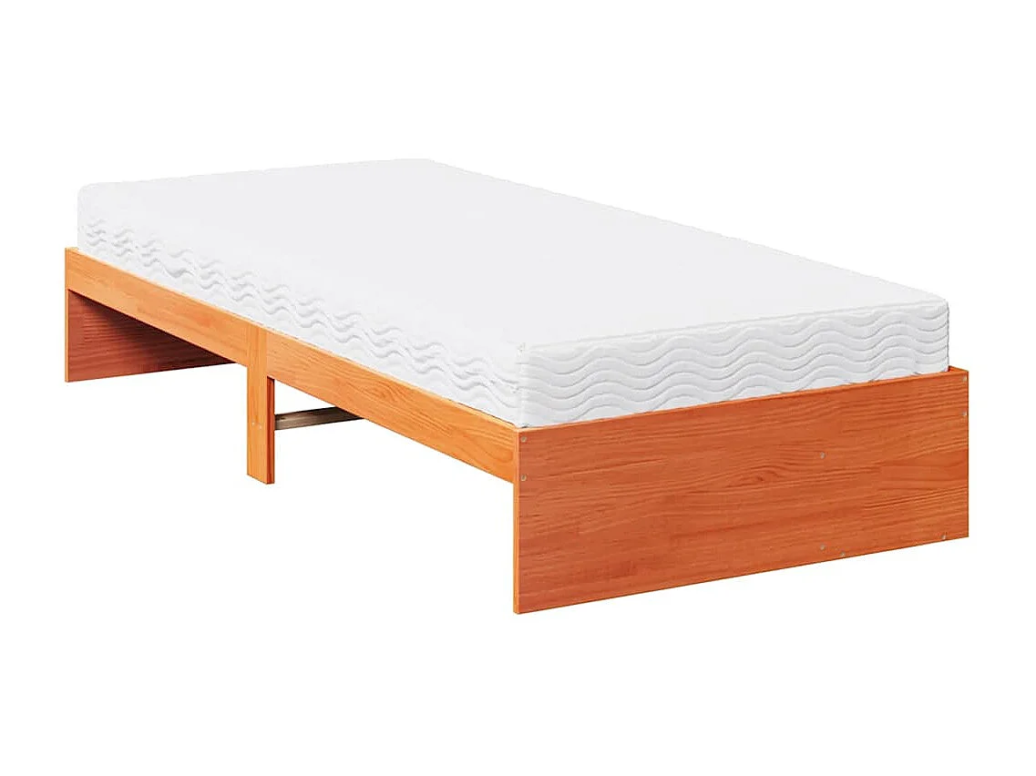 Diván con colchón marrón cera 100x200 cm madera maciza de pino