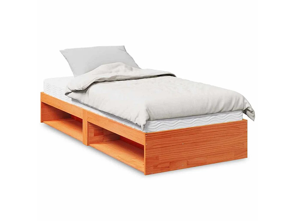 Lit de jour avec matelas cire marron 100x200 cm bois pin massif