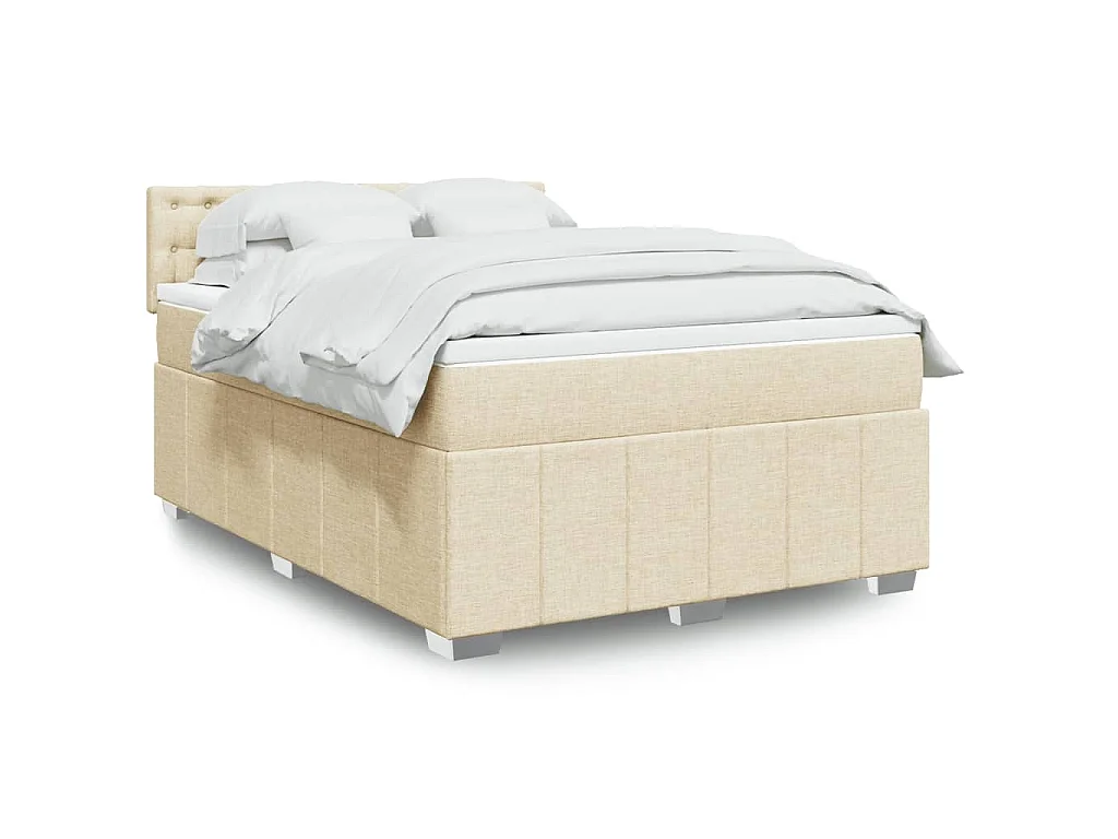 Sommier à lattes de lit avec matelas Crème 160x200 cm Tissu