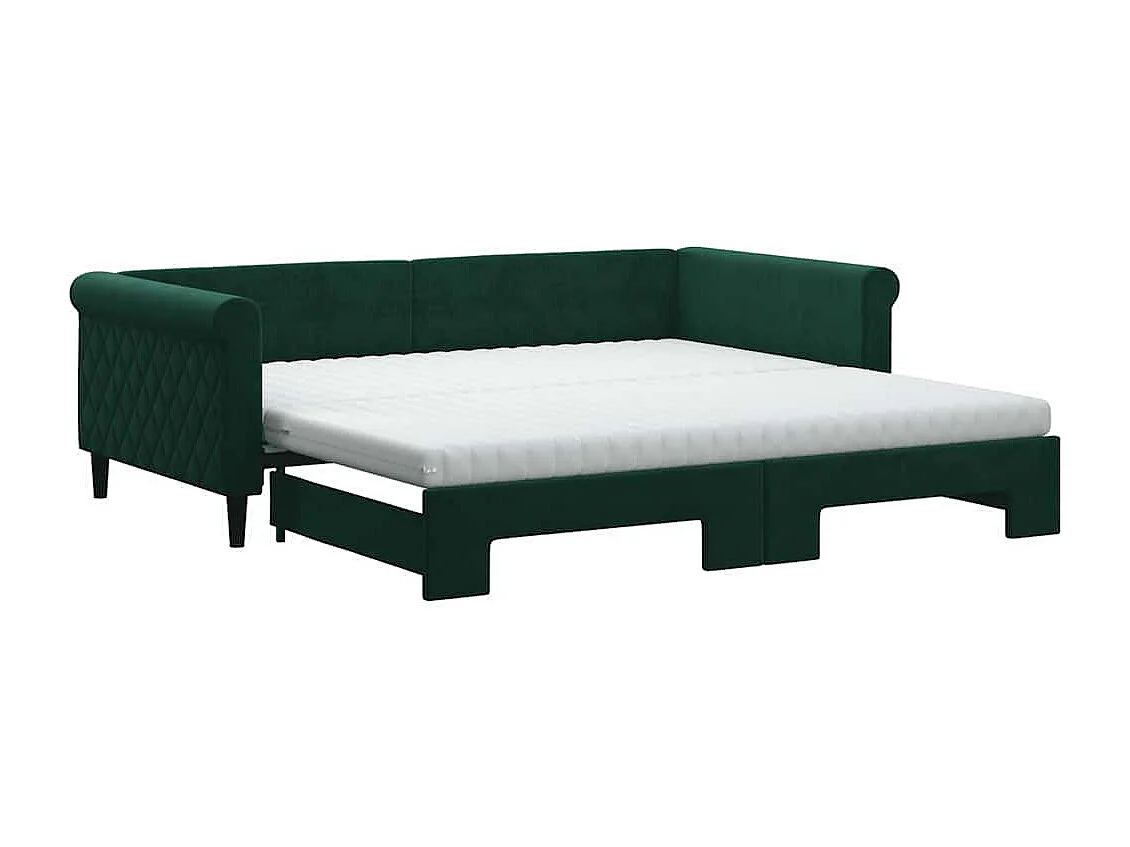 Divano Letto Estraibile Materassi Verde Scuro 100x200 Velluto