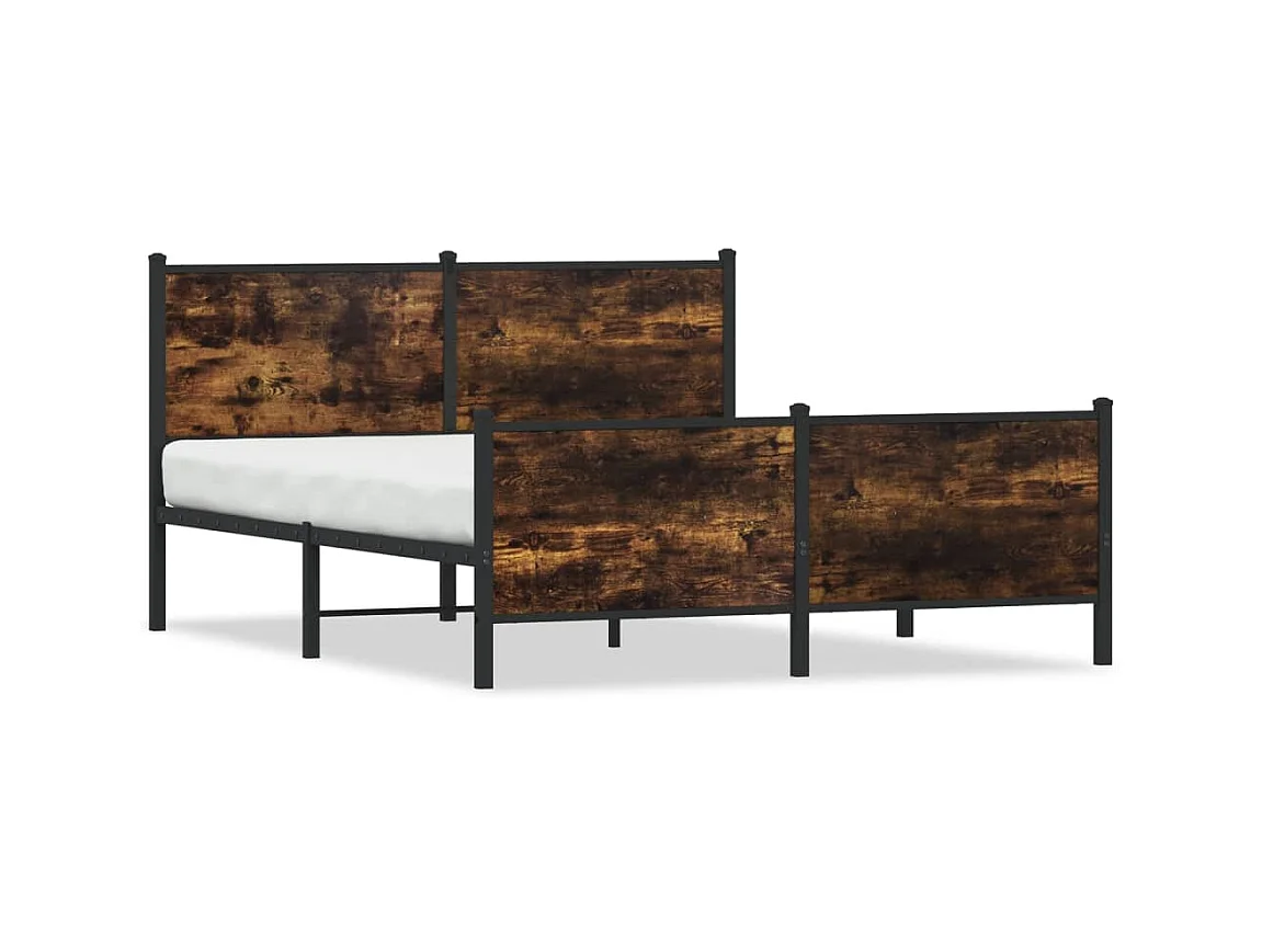 Cadre de lit en métal sans matelas chêne fumé 140x190 cm