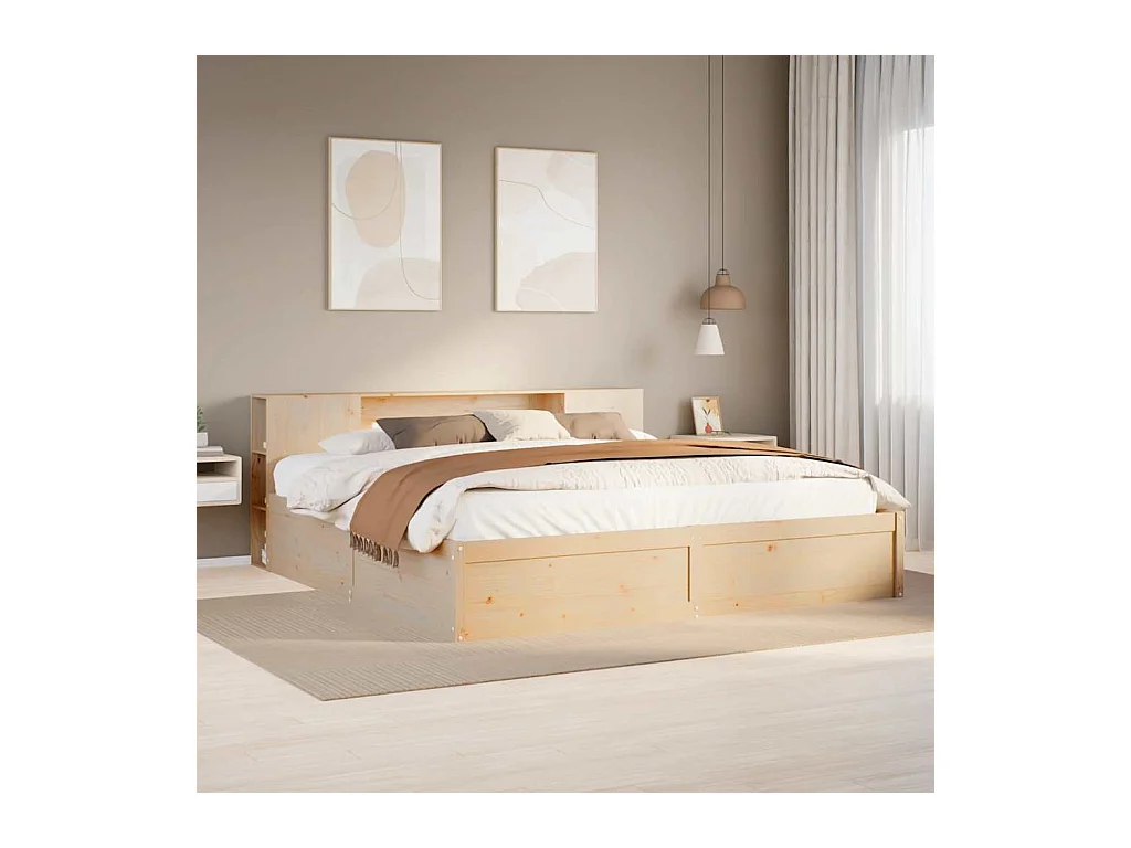 Cadre de lit sans matelas 180x200 cm bois massif de pin