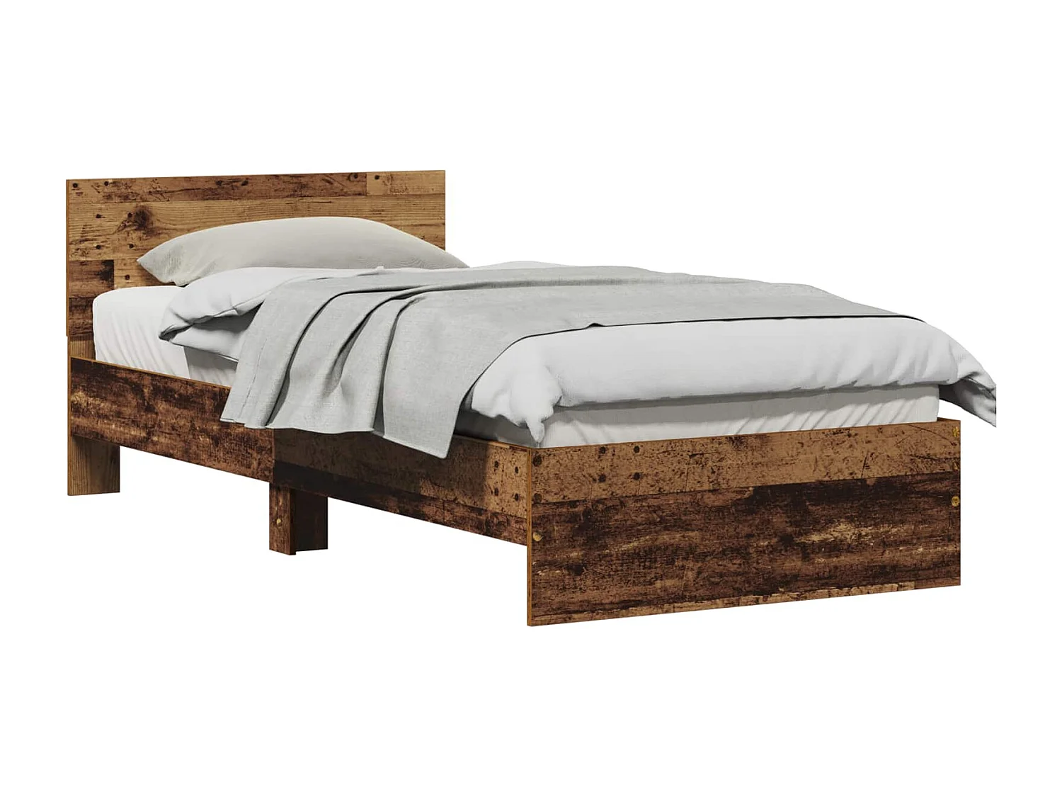 Bedframe met hoofdeinde Oud Hout 90 x 200 cm Bewerkt hout