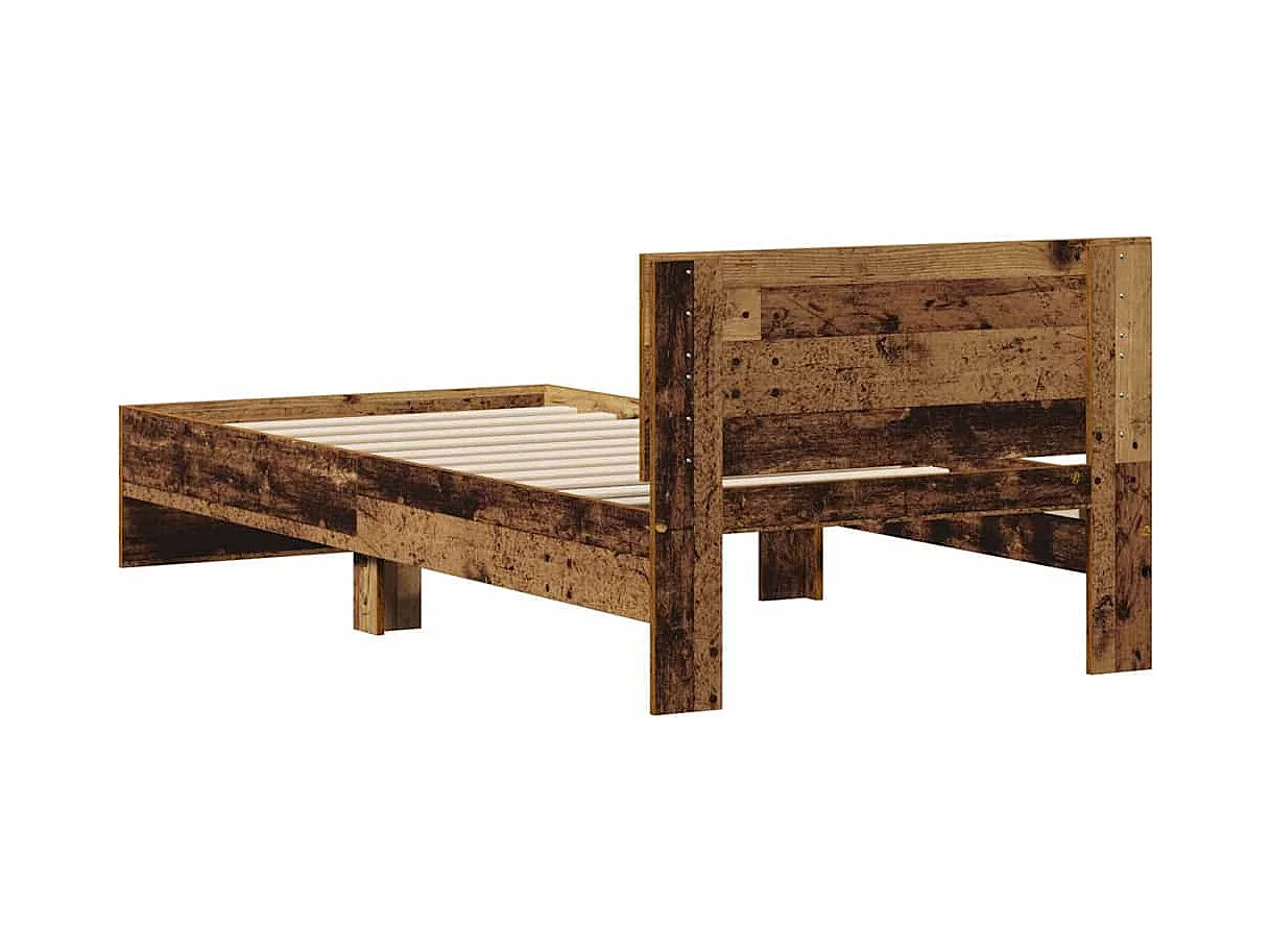 Bedframe met hoofdeinde Oud Hout 90 x 200 cm Bewerkt hout