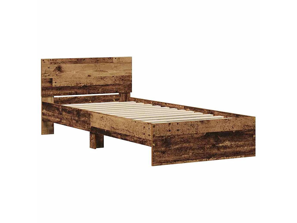 Bedframe met hoofdeinde Oudhout 90 x 200 cm Bewerkt hout