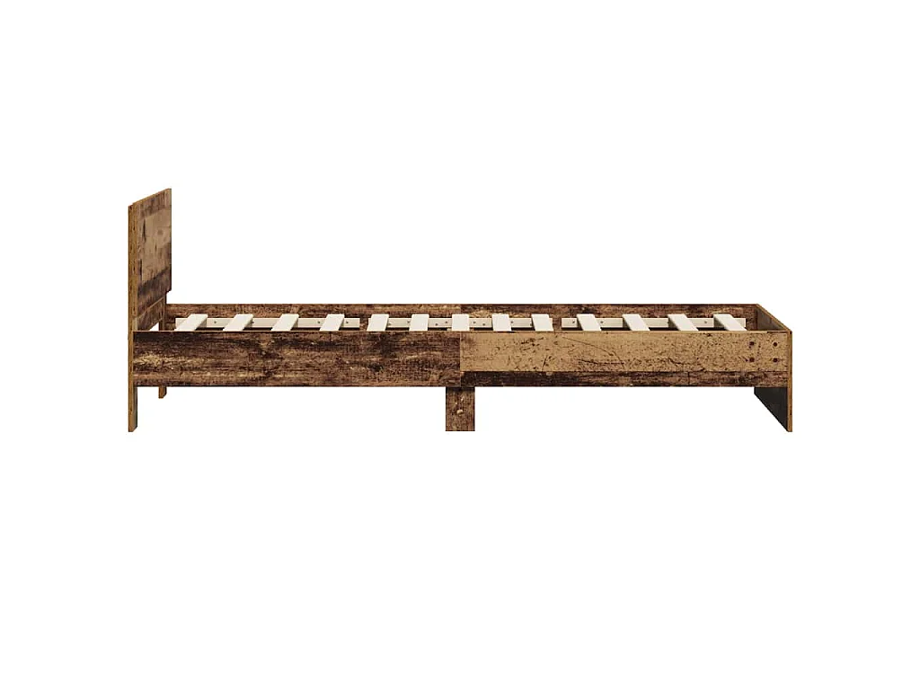 Bedframe met hoofdeinde Oudhout 90 x 200 cm Bewerkt hout