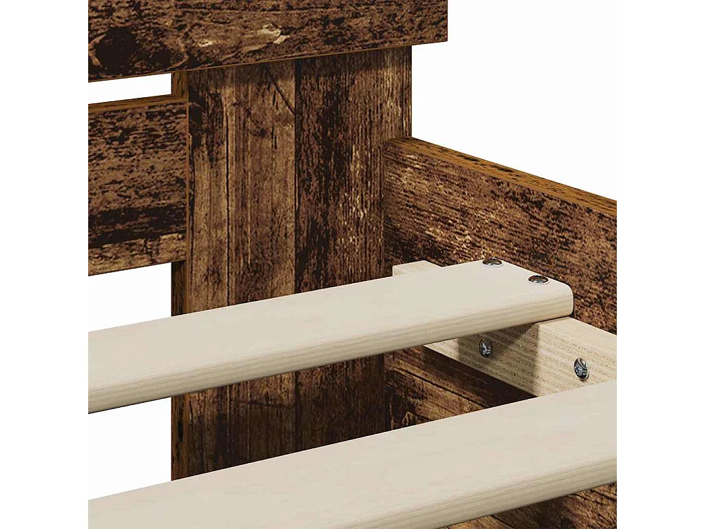 Bedframe met hoofdeinde Oudhout 90 x 200 cm Bewerkt hout