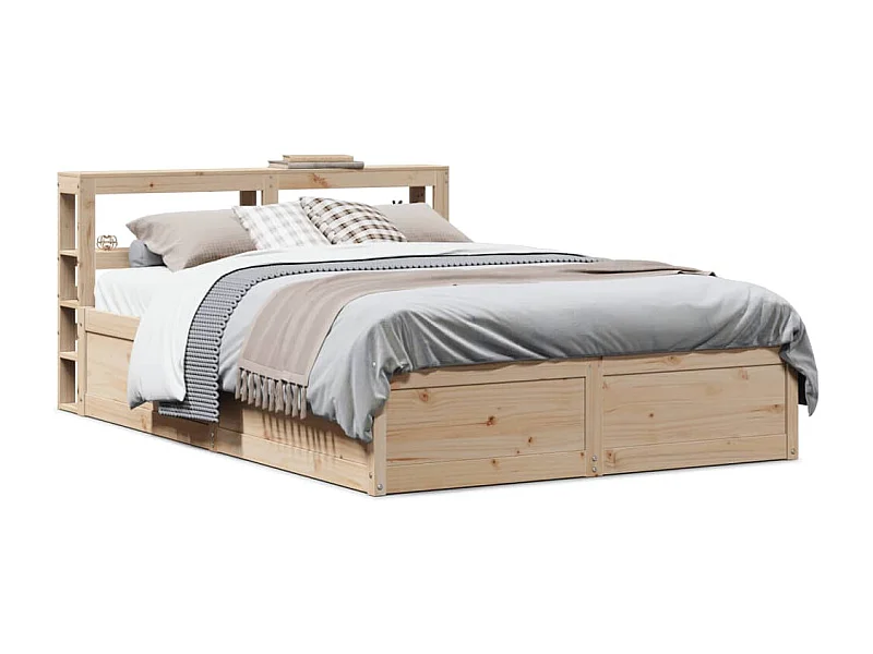 Bedframe met hoofdbord massief grenenhout 140x190 cm