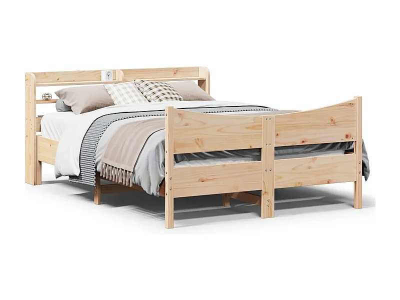 Bedframe met hoofdbord massief grenenhout 140x190 cm