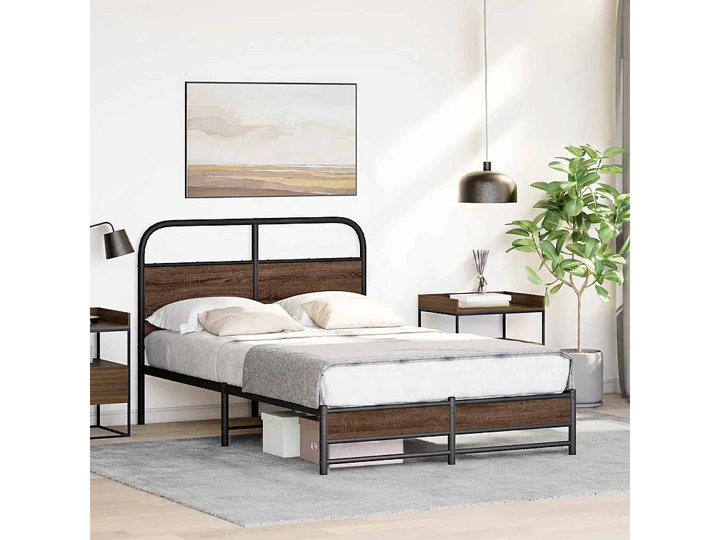 Bedframe zonder matras bewerkt hout bruin eikenkleur 140x190 cm
