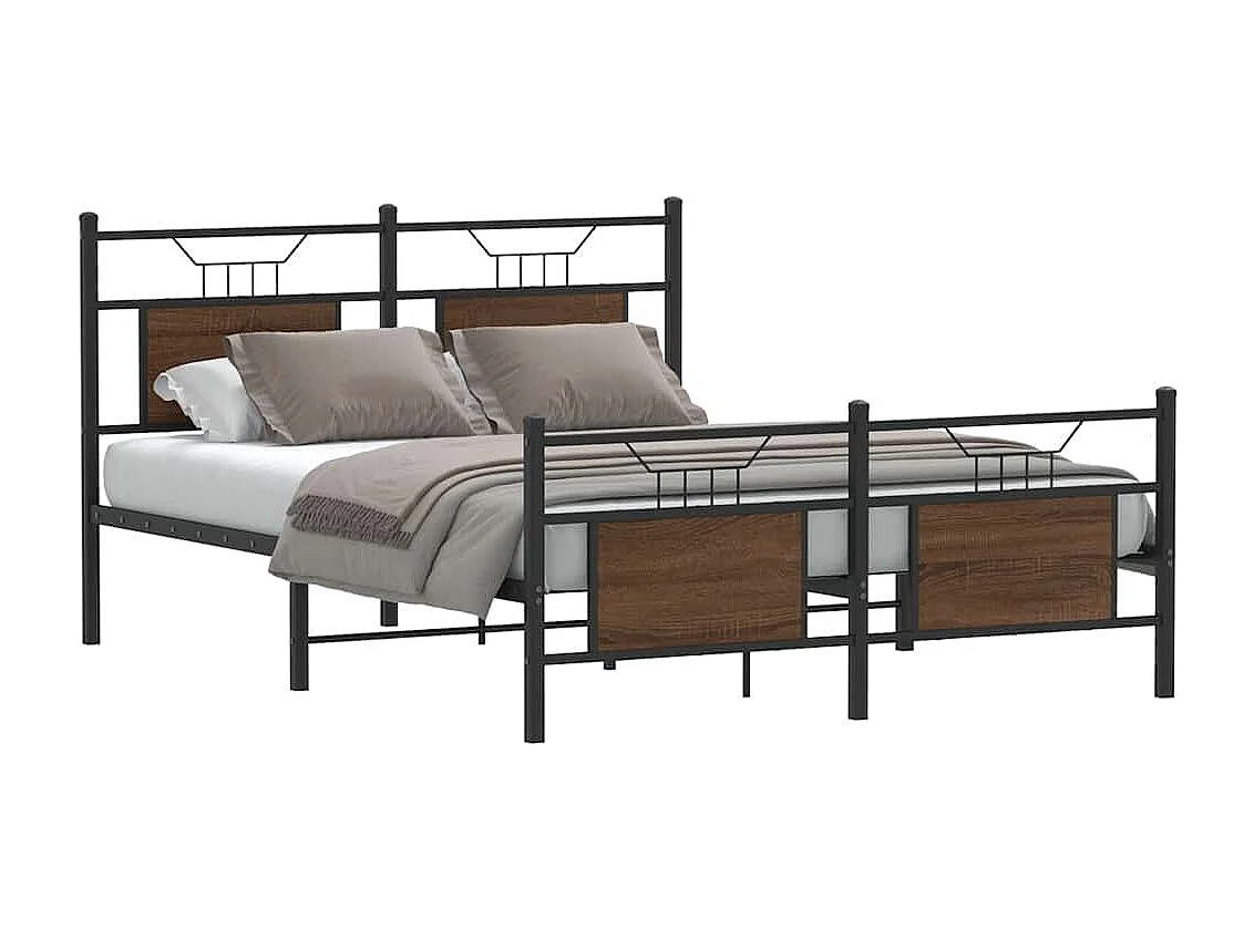 Estructura de cama sin colchón madera marrón roble 140x190 cm