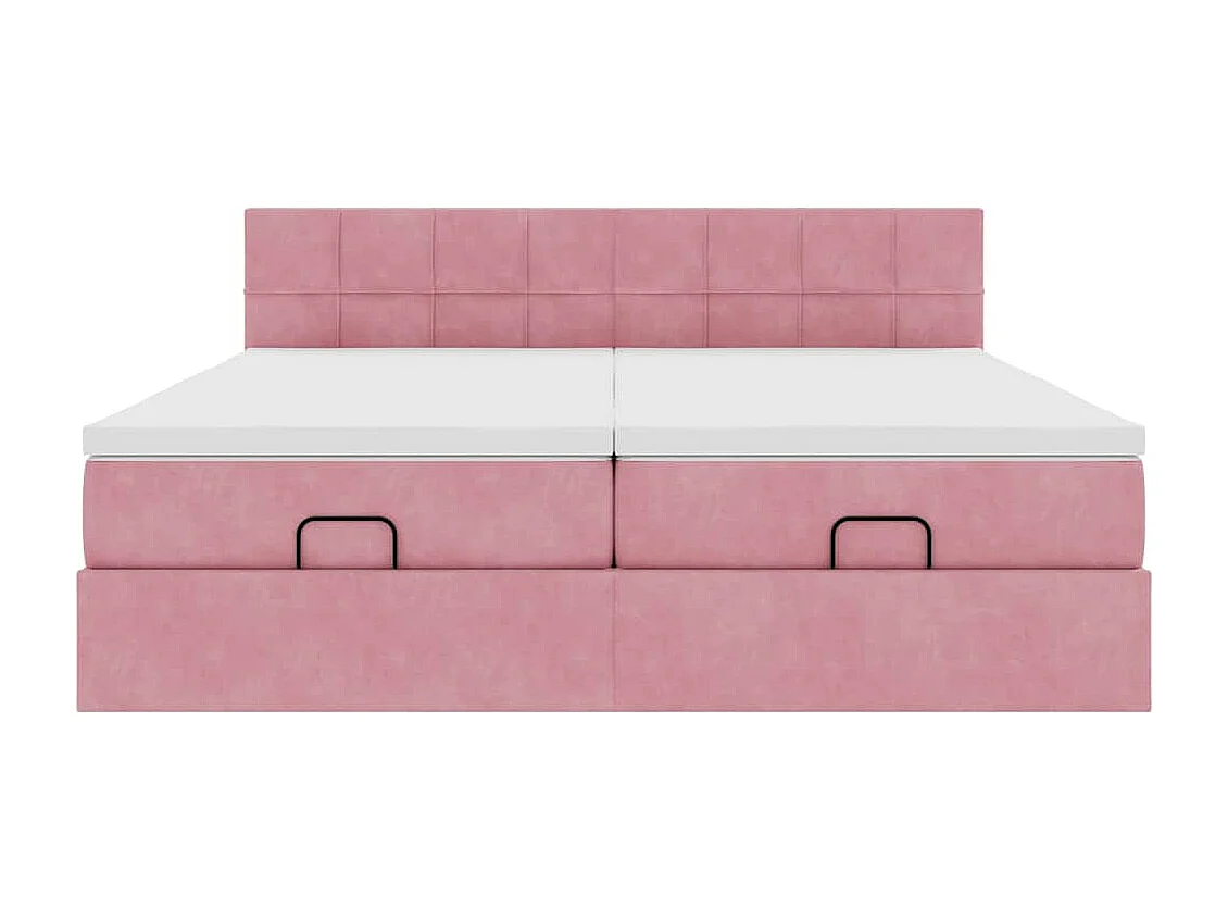 Cadre de lit ottoman avec matelas rose 180x200 cm velours