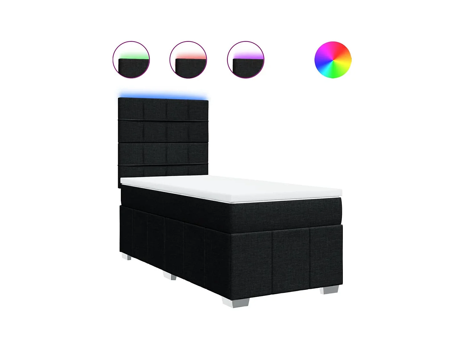 Sommier à lattes de lit avec matelas Noir 90x200 cm Tissu