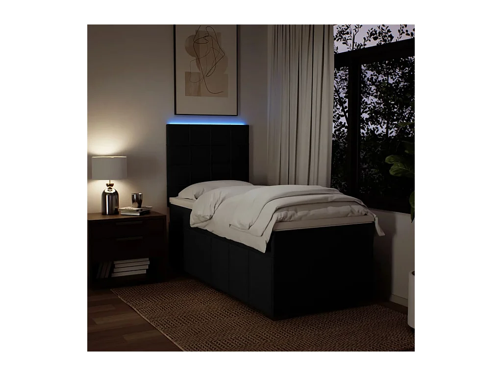 Sommier à lattes de lit avec matelas Noir 90x200 cm Tissu