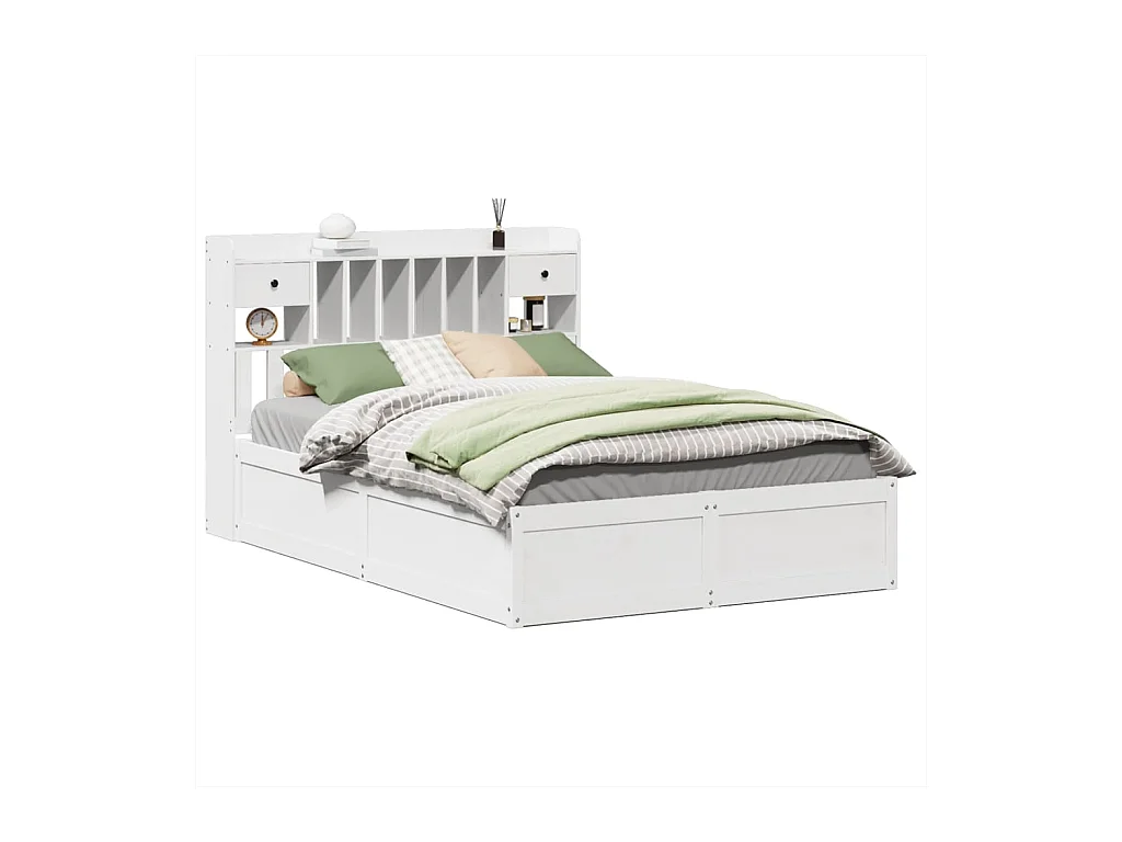 Cadre de lit sans matelas blanc 160x200 cm bois de pin massif