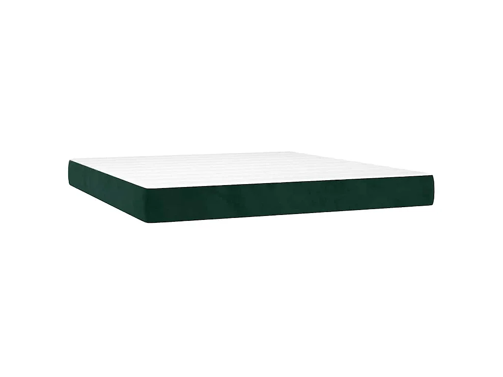 Sommier à lattes de lit matelas et LED Vert foncé 180x200 cm
