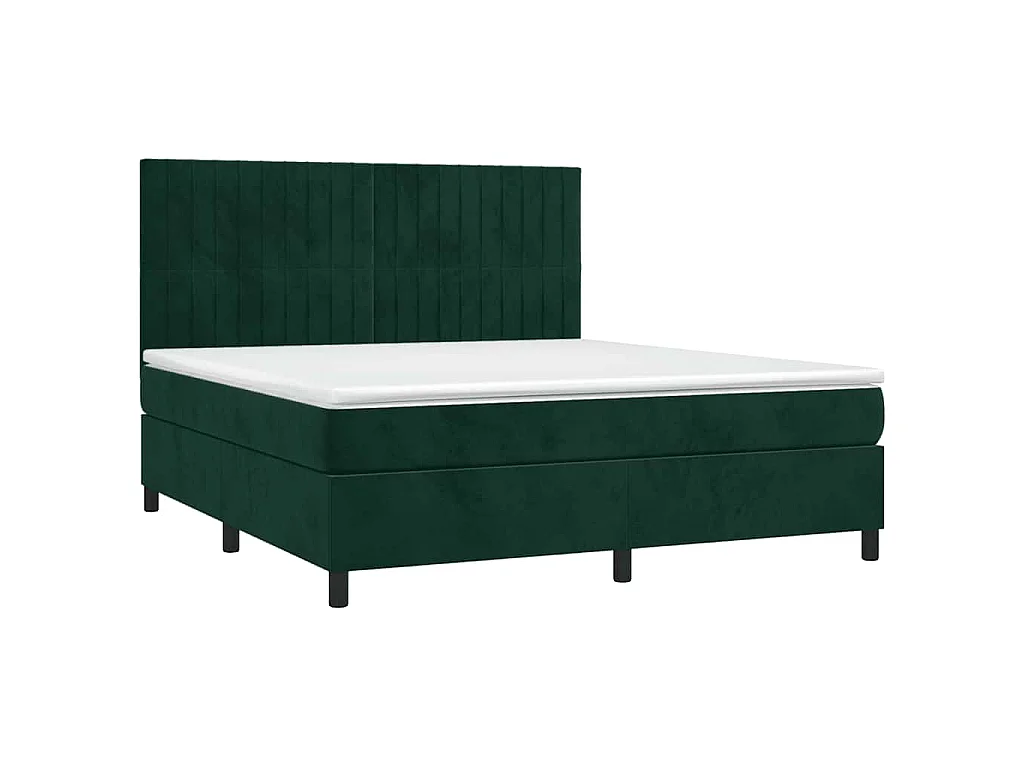 Boxspring met matras en LED fluweel donkergroen 180x200 cm