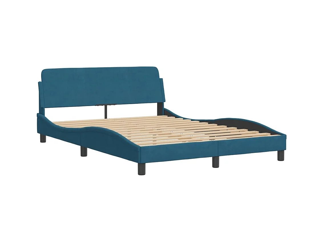 Bettgestell ohne Matratze "Hanko" Blau 140x200 cm Samt