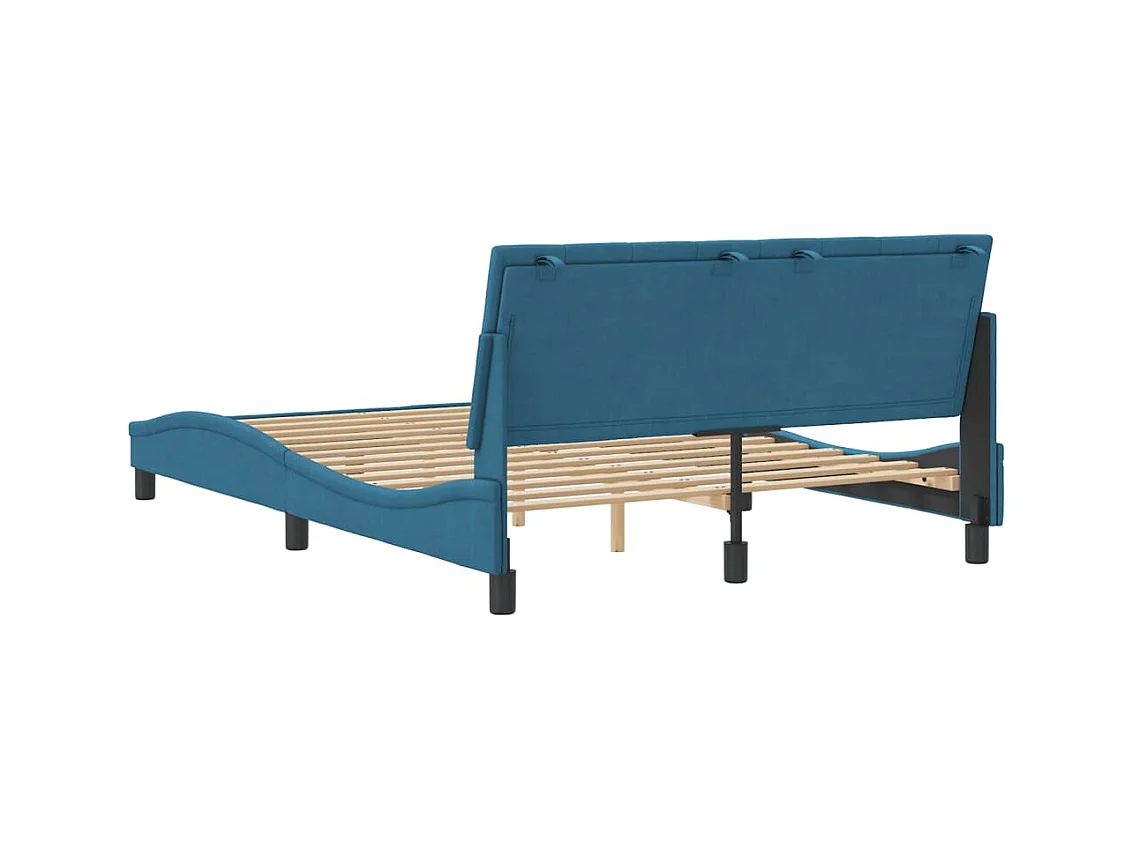 Bettgestell ohne Matratze "Hanko" Blau 140x200 cm Samt