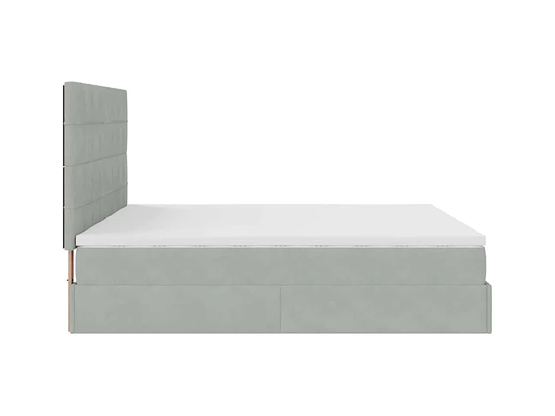 Cadre de lit ottoman et matelas gris clair 180x200cm velours