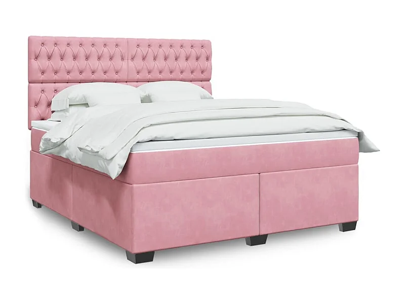 Boxspringbett mit Matratze Rosa 180x200 cm Samt