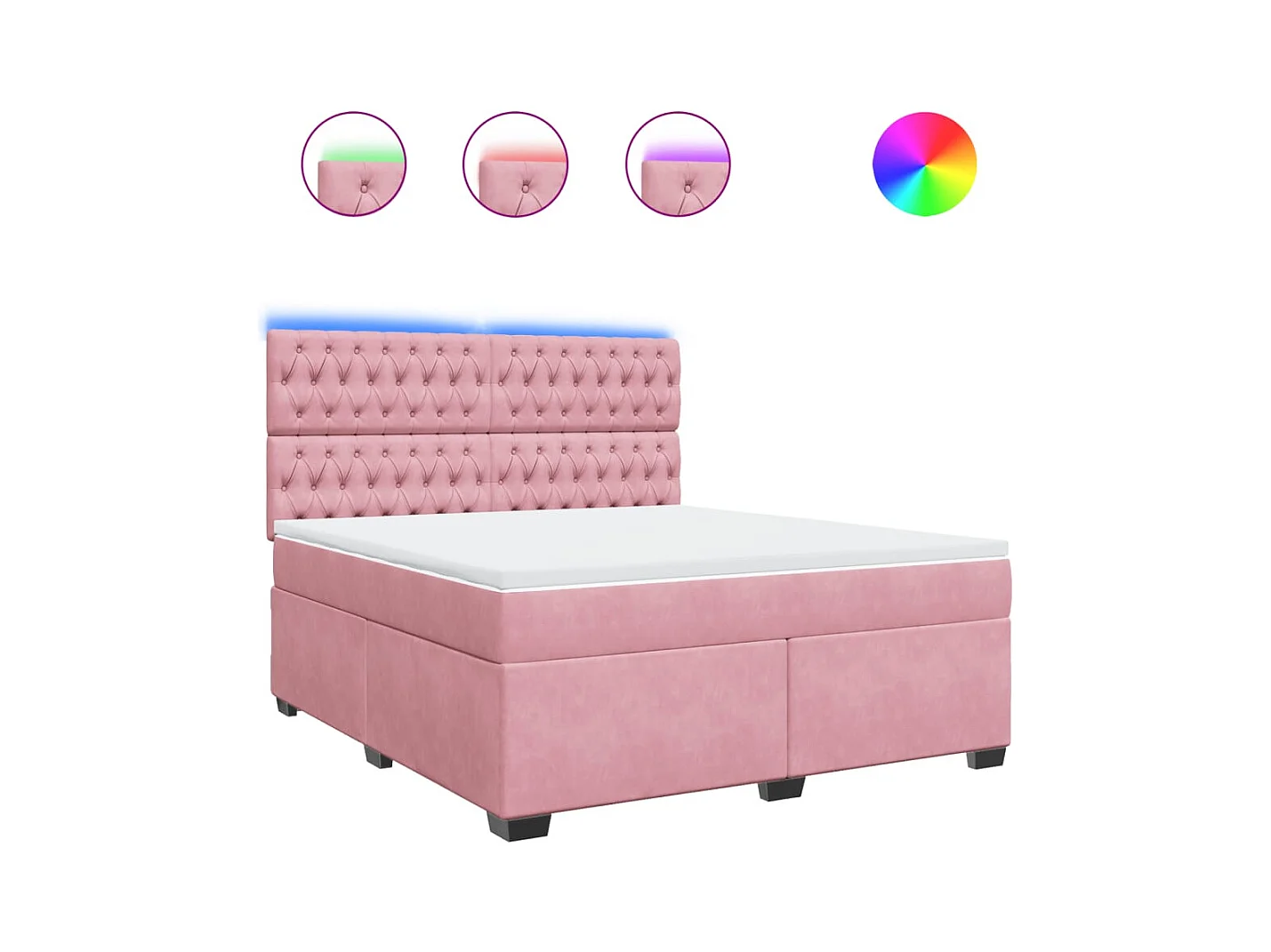 Sommier à lattes de lit avec matelas Rose 180x200 cm Velours