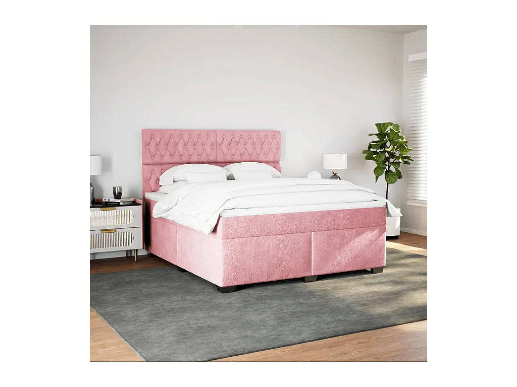 Sommier à lattes de lit avec matelas Rose 180x200 cm Velours