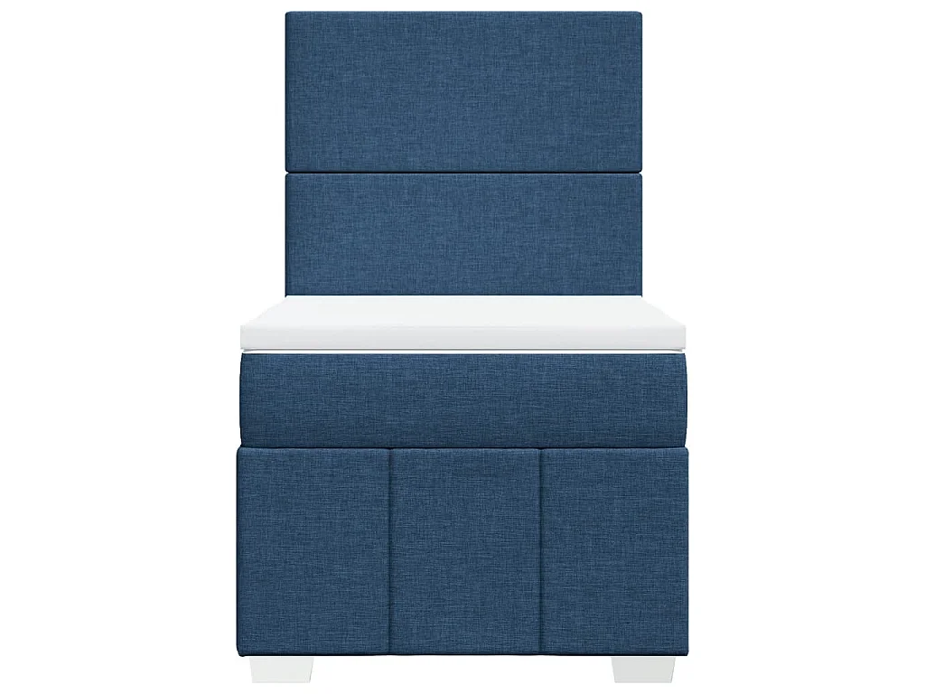 Cama box spring con colchón tela azul 90x200 cm