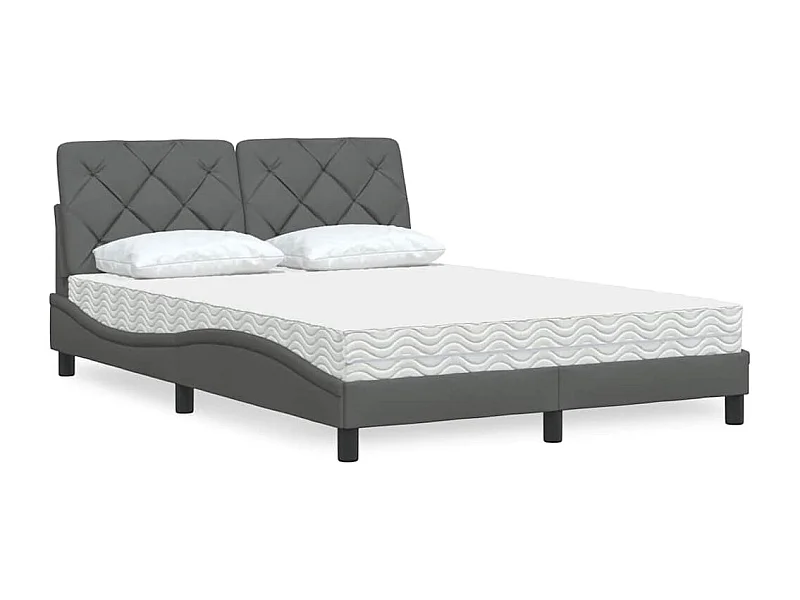 Lit avec matelas gris foncé 140x190 cm tissu