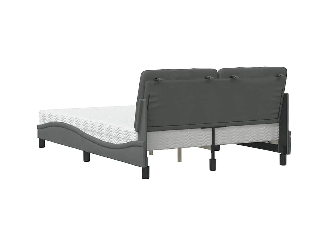 Lit avec matelas gris foncé 140x190 cm tissu
